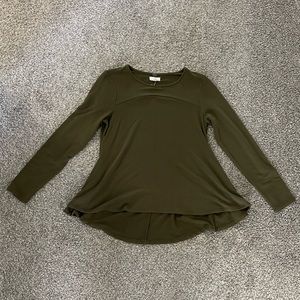 Cupio Olive Green Long-Sleeved Peplum Top